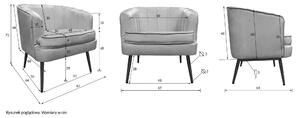 MebleMWM Fotel SOFIA (MWM-022) glamour do salonu | Welur | Granatowy