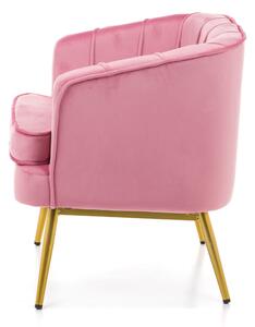 MebleMWM Fotel glamour do salonu SOFIA (MWM-022) / welur, różowy