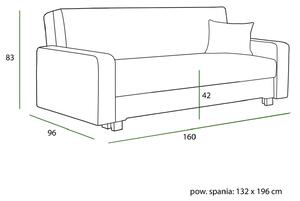 MebleMWM Beżowa Sofa 3 osobowa z funkcją spania LUX-3 MATT VELVET 48 / MAG DAM / OUTLET