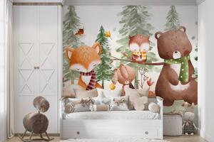 Fototapeta Grupa zwierząt w lesie, Fototapety Dziecięce, Popularne Fototapety, w00562 - Tapeko.pl