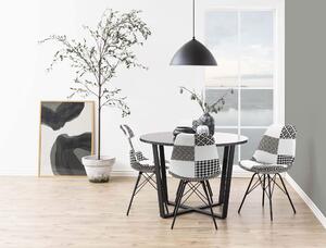 MebleMWM Krzesło tapicerowane ART132C patchwork biało-czarny, nogi metalowe