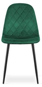 Zielone aksamitne krzesło ASTI z czarnymi nogami