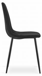 Czarne aksamitne krzesło COMO z czarnymi nogami