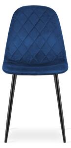 Niebieskie aksamitne krzesło ASTI z czarnymi nogami