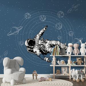 Fototapety Astronauta i planety na niebieskim tle, Fototapety Kosmos, w00712v3 : Uwalls.pl