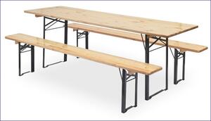 Składany komplet drewniany stół z 2 ławkami - Vestigo 3 rozmiary