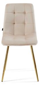 MebleMWM Krzesło welurowe DC-6401 beż nogi złote #5