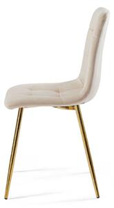 EMWOmeble Krzesło beżowe, złote nogi ZOFIA (DC-6401) / welur