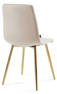 EMWOmeble Krzesło beżowe, złote nogi ZOFIA (DC-6401) / welur