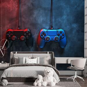 Fototapety czarno-niebieski DualShock na ciemnym tle, Fototapety Młodzieżowe, w01189 : Uwalls.pl