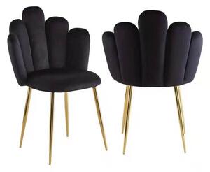 EMWOmeble Krzesło Glamour DC-1800 czarne, złote nogi, welur