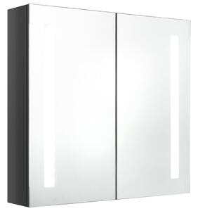Szafka łazienkowa z lustrem, LED, szara z połyskiem 62x14x60 cm