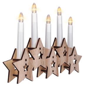 Solight Świecznik drewniany Gwiazdy z 5 świecami LED, ciepły biały