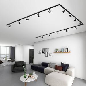Lindby 1-fazowy system szynowy Linaro, GU10, 14-światłowy, czarny Linaro Lindby, możliwość ściemniania, czarny, salon / jadalnia, aluminium, nowoczesny