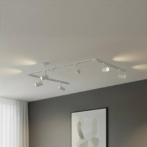 System szynowy Lindby Linaro, GU10, 6-punktowa, biały, kształt C Linaro, biały / opal, salon / jadalnia, aluminium, nowoczesny