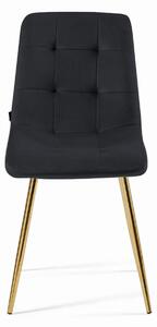 MebleMWM Krzesło welurowe DC-6401 czarne, złote nogi