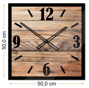Kwadratowy szklany loftowy zegar ścienny Modern Wood X2 50 cm