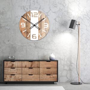 Okrągły szklany zegar ścienny Modern Wood X3 50 cm