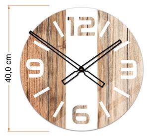 Okrągły szklany zegar ścienny Modern Wood X3 40 cm