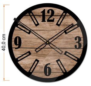 Okrągły szklany loftowy zegar ścienny Modern Wood X1 40 cm