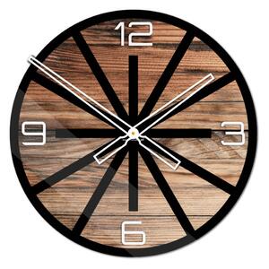 Okrągły szklany zegar ścienny Modern Wood X5 40 cm