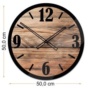 Okrągły szklany zegar ścienny Modern Wood X6 50 cm