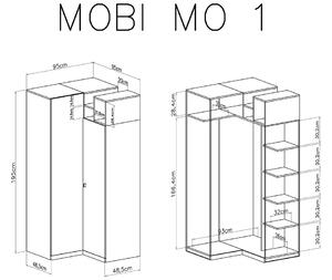 Szafa narożna Mobi MO1 - biały / turkus