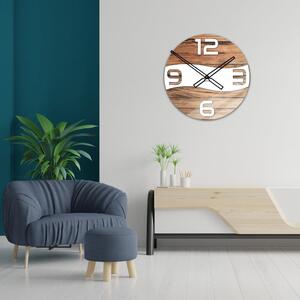 Okrągły szklany zegar ścienny Modern Wood X4 40 cm