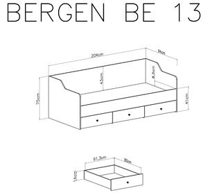 Łóżko pojedyncze młodzieżowe z szufladami 90x200 Bergen 13 - biały