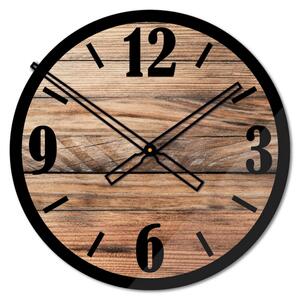 Okrągły szklany zegar ścienny Modern Wood X6 40 cm