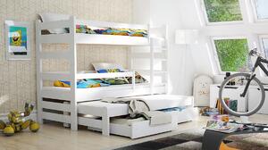Łóżko piętrowe wysuwane 3-osobowe Alis PPV 018 Certyfikat Biały 80 x 180 cm