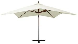 Wiszący parasol na drewnianym słupku, 300 cm, piaskowa biel