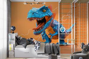 Fototapeta Niebieski dinozaur z wydobywającą się z niego błyskawicą, Fototapety Dinozaury, Popularne Fototapety, w01333v1 - Tapeko.pl