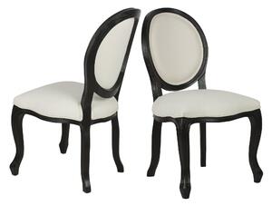 Kremowe krzesła z czarną ramą - 2 sztuki, ludwikowskie
