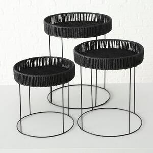 Zestaw 3 czarnych stolików w skandynawskim stylu