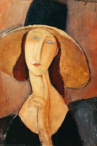 Plakat, Obraz Portrait of Jeanne Hebuterne-In A Large hat, Amedeo Modigliani