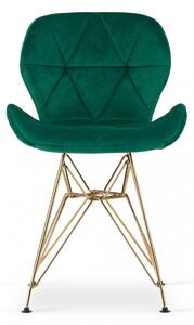 EMWOmeble Nowoczesne krzesła tapicerowane NEST 3619 zielony welur, złote nogi / 4 sztuki