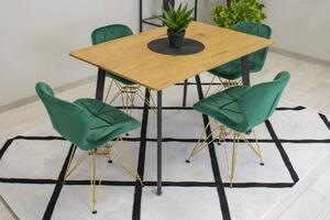 EMWOmeble Nowoczesne krzesła tapicerowane NEST 3619 zielony welur, złote nogi / 4 sztuki