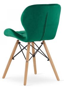 EMWOmeble Krzesła tapicerowane zielone LAGO 3371 welur - czarne drewniane / 4 sztuki
