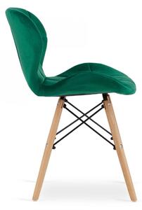 EMWOmeble Krzesła tapicerowane zielone LAGO 3371 welur - czarne drewniane / 4 sztuki