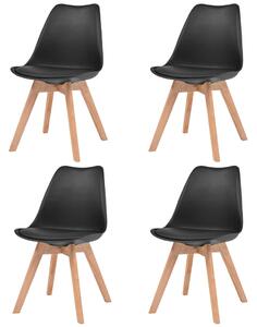 Krzesła stołowe, 4 szt., czarne, plastikowe
