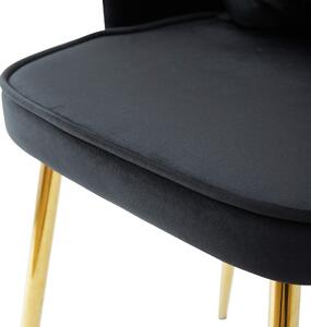 MebleMWM Krzesło muszelka czarne DC-6091 welur, złote nogi | OUTLET