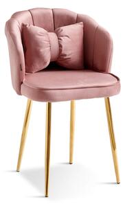 MebleMWM Krzesło muszelka różowe DC-6091 welur #44, złote nogi