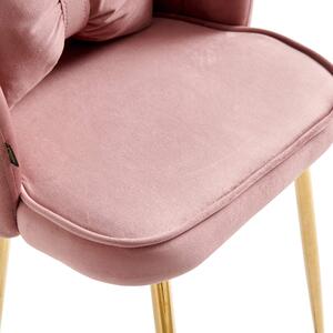 EMWOmeble Krzesło Glamour muszelka DC-6091 różowe #44, złote nogi