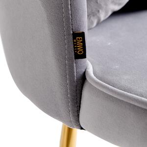 MebleMWM Krzesło muszelka szare, welur, złote nogi DC-6091
