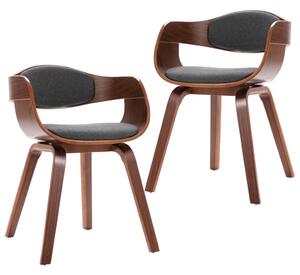 Krzesła stołowe, 2 szt., gięte drewno i szara tkanina