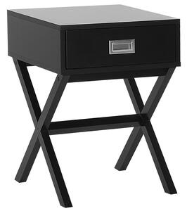 Stolik pomocniczy z szufladą styl skandynawski 55 x 40 cm czarny Monroe Beliani