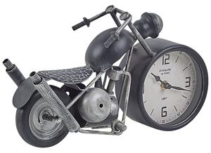Zegar stojący w kształcie motoru metal czarno-srebrny vintage na stół biurko Berno Beliani