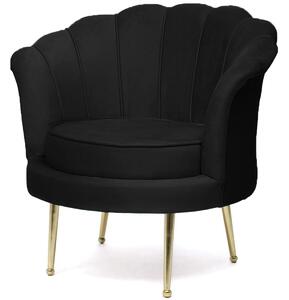 EMWOmeble Fotel muszelka czarny ▪️ Glamour ▪️ ELIF ▪️ welur #28