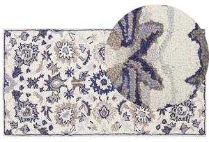 Tradycyjny dywan wełniany wzór orientalny 80 x 150 cm beżowo-niebieski Kumru Beliani
